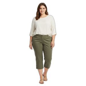 Karen Scott Green Cotton Capri Pants Size 14 with Pockets